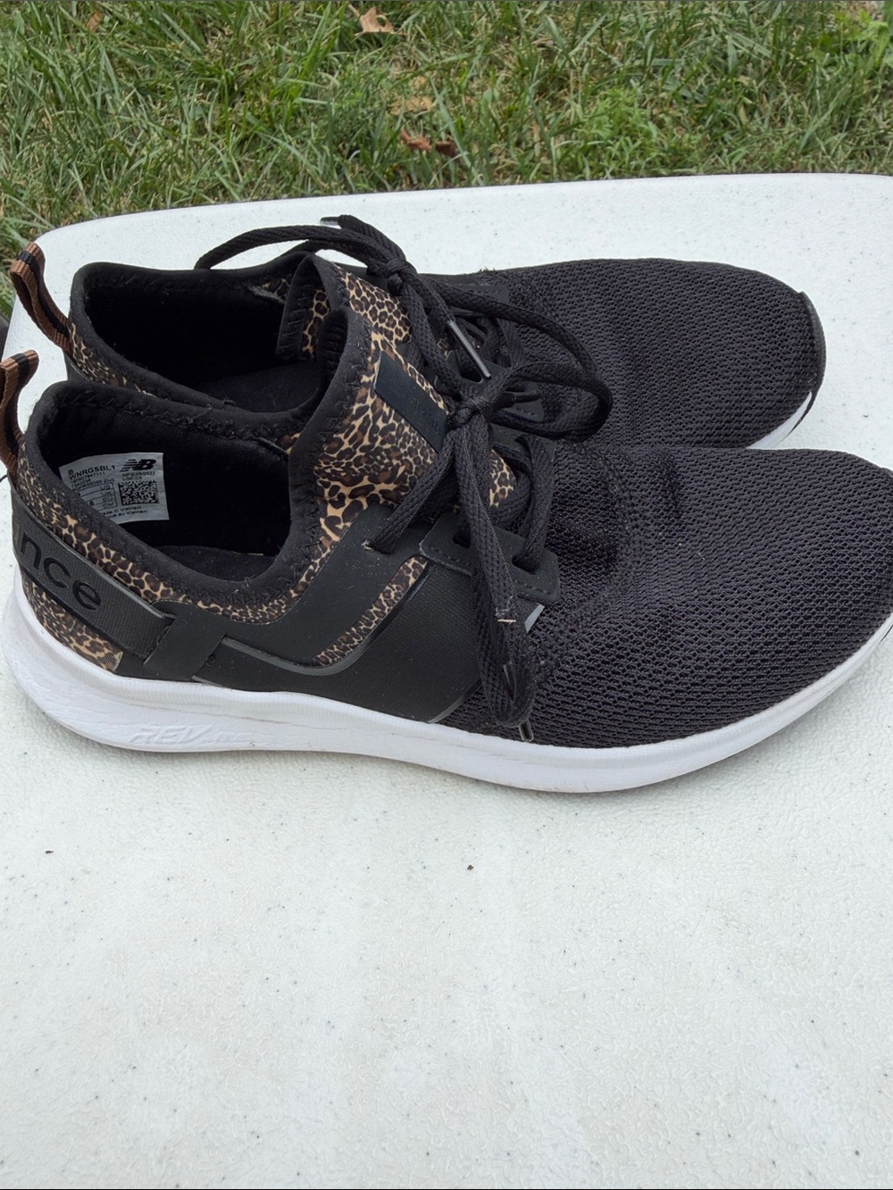 New Balance Black Sneakers with Leopard Trim